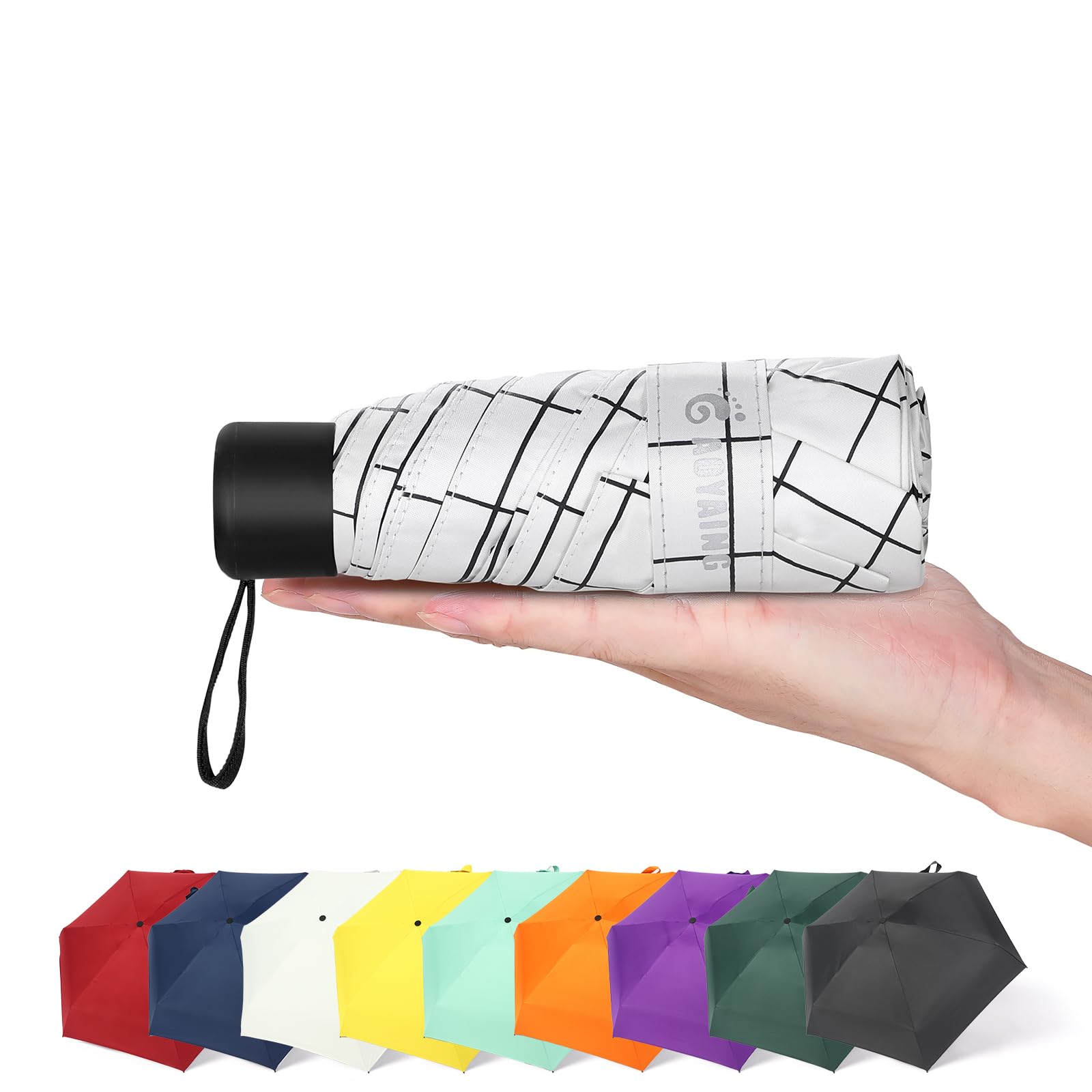 GAOYAING Travel Umbrella Mini Umbrellas for Rain Sun&Rain Lightweight Small UV Sun Umbrella Compact Suit for Pocket with Case