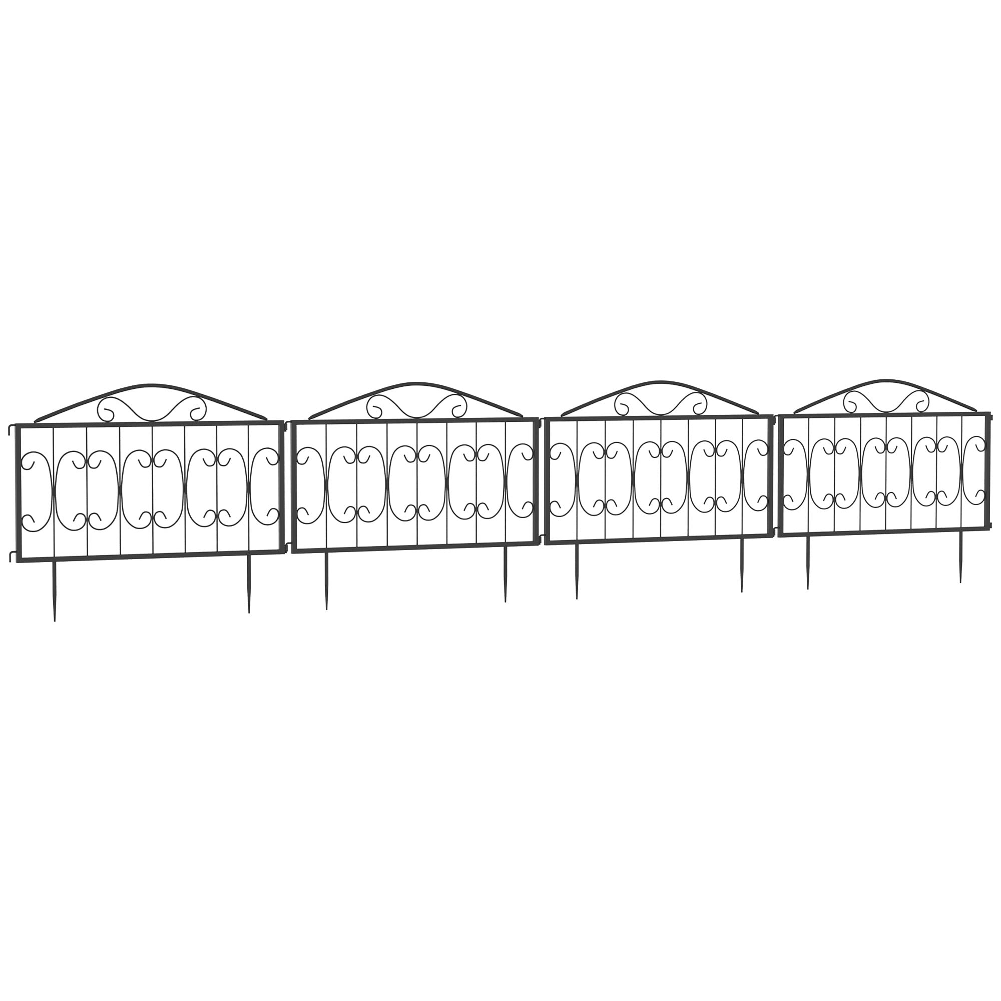 Outsunny Decorative Garden Fencing 4Pcs Metal Border Edging from B&Q