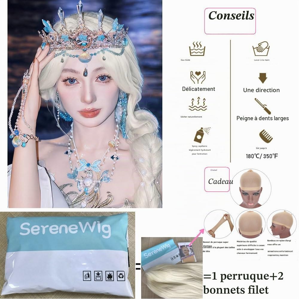 White Blonde Synthetic Lace Front Wigs For Women Party Cosplay Natural Hairline Drag Queen Wigs Long Wave Hair 26"