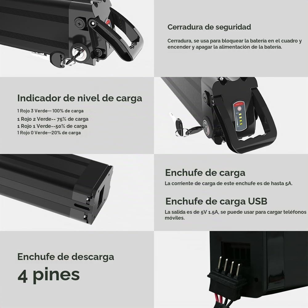 36V 15Ah Ebike Batería Bicicleta Eléctrica Bicicleta Batería de Litio (YM04-36V 15Ah)