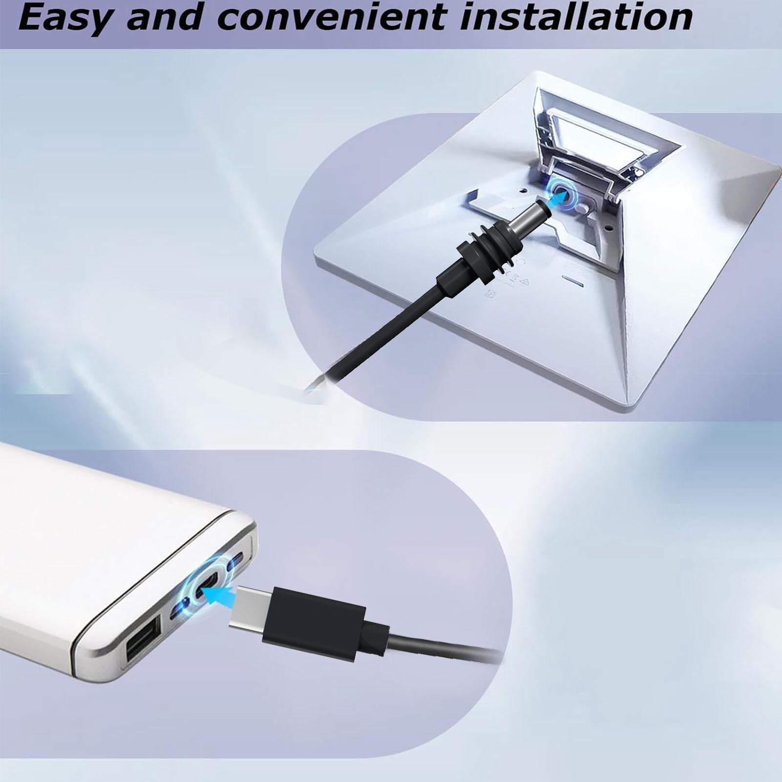 Marhynchus Kabel Zasilający USB C na Prąd Stały o Długości 75 Stóp, Wejście USB Typu C o Mocy 100 W na Przewód ładujący Typu Jack Jack, z obsługą Banku Mocy z Protokołem PD