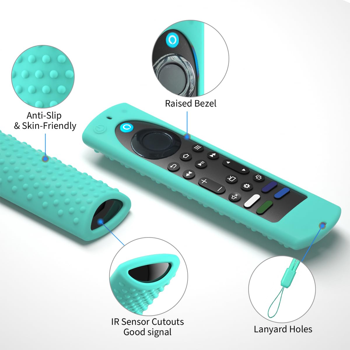 Custodia in silicone da 6,4 pollici compatibile con Fire TV Stick 4K Max 2a generazione 2023, custodia in silicone antiscivolo con cordino