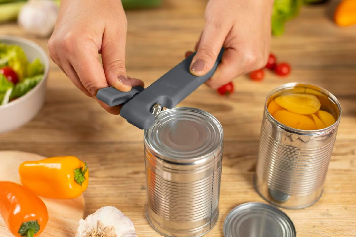 Kuhn Rikon Compact Safety Can Opener Grey Stainless Steel No Sharp Edges