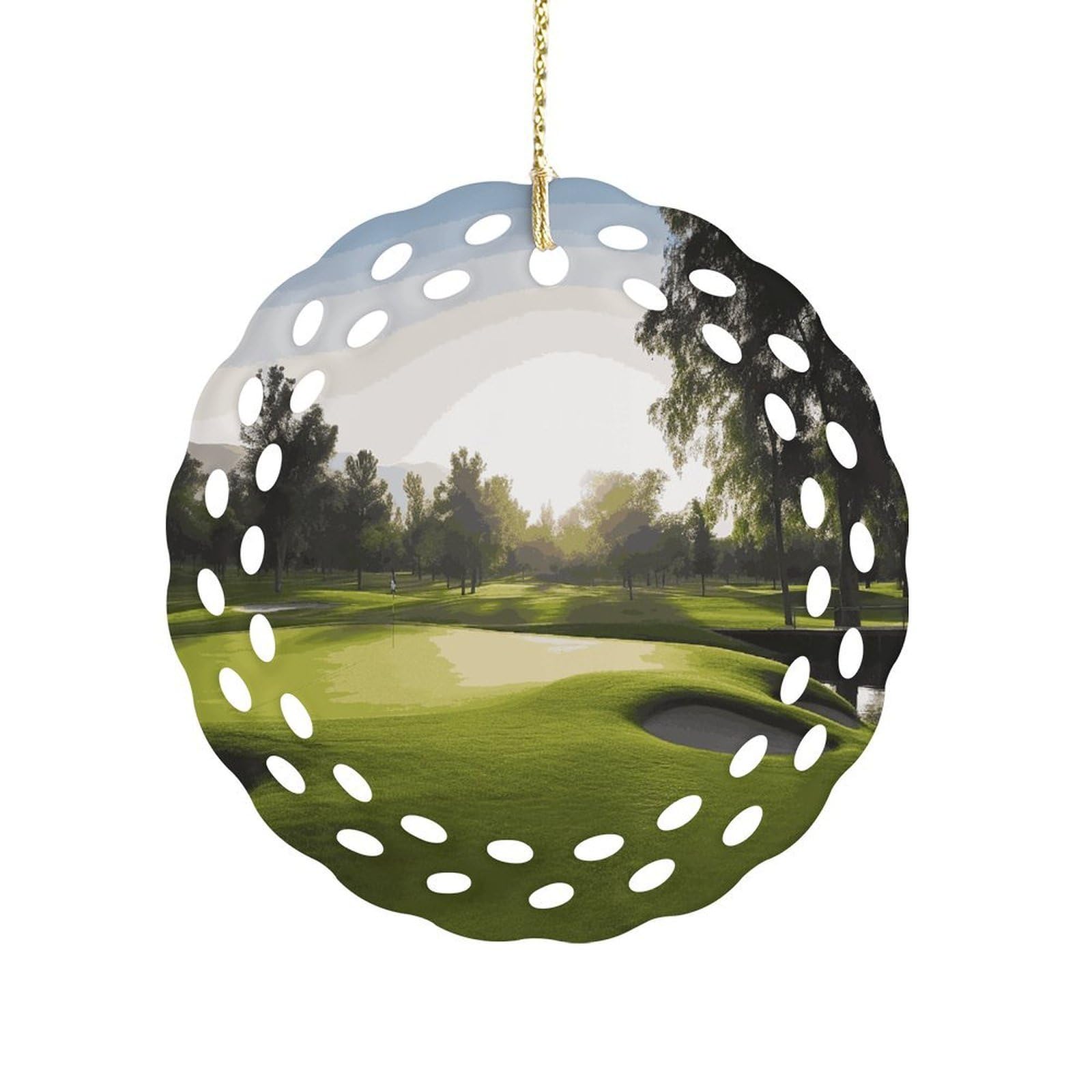 Fekiloot Women's Style Golf Course Ceramic Ornaments 3 Inch Round,Holiday Keepsake For ,Girls,Pet Owners,Hanging Ornament Gifts Idea For Home