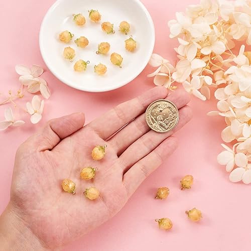 Miniatura 5 de Colgantes de resina Real Buds para hacer joyas de bricolaje, Vidrio Resina Latón