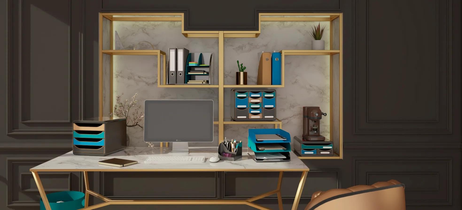 Exacompta Porte-revues MAG-CUBE Néo Déco 26,6x8,2x30,5 cm A4+ Bleu de France