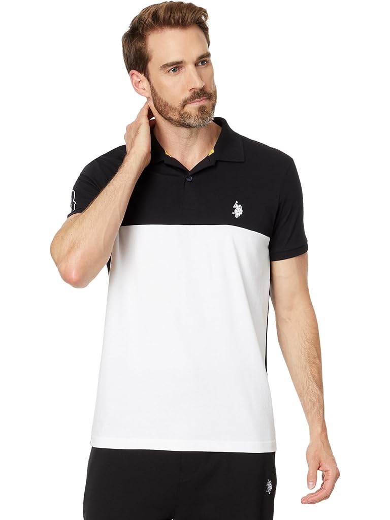 U.S. POLO ASSN. Short Sleeve Slim Fit Colorblock Athletic Jersey Knit Polo Shirt