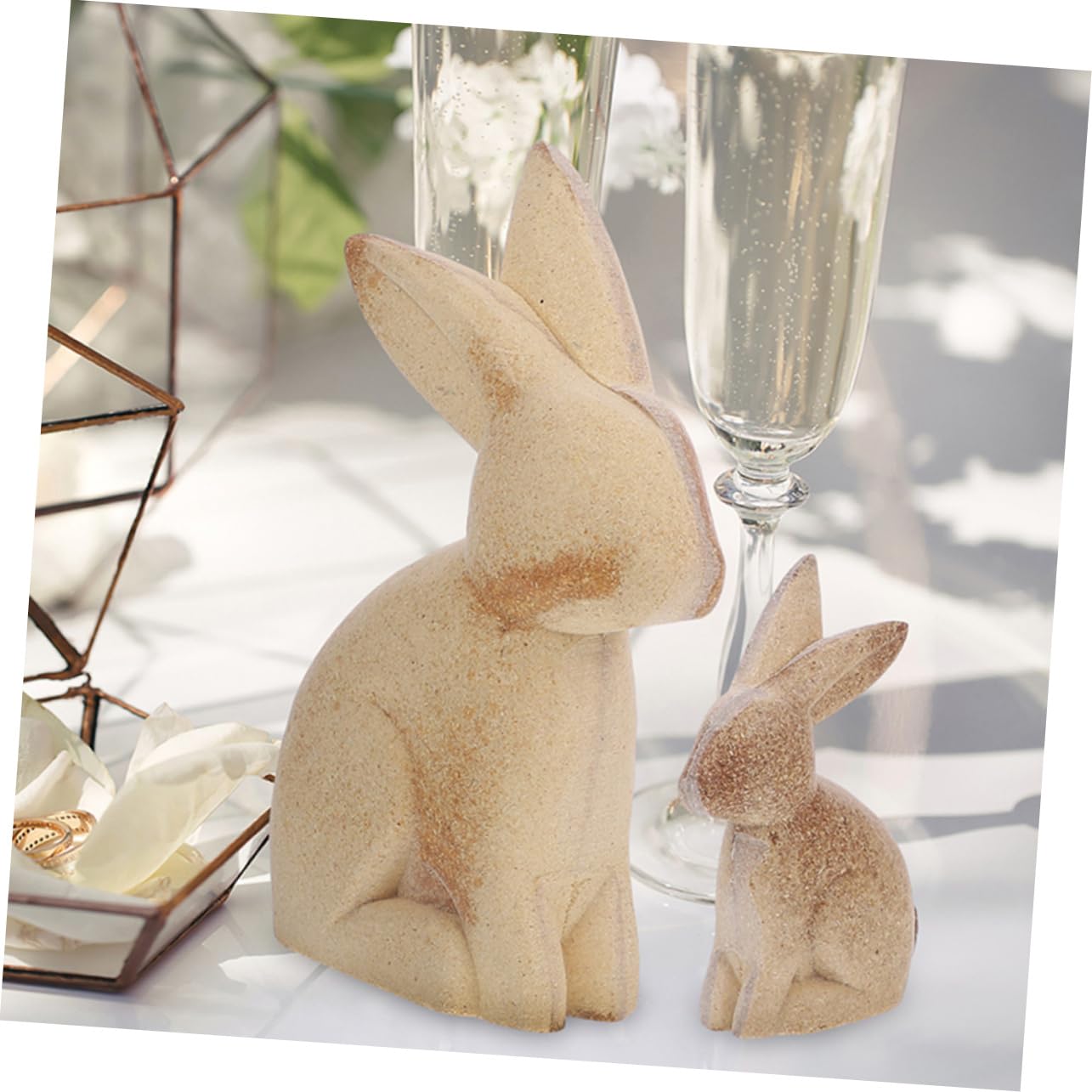 STOBOK Holz Hasenfiguren Flache Oberfläche 4 Stück Selbstgemacht zum Bemalen Kreative Osterhasen Deko Braun für Party und Bastelspaß