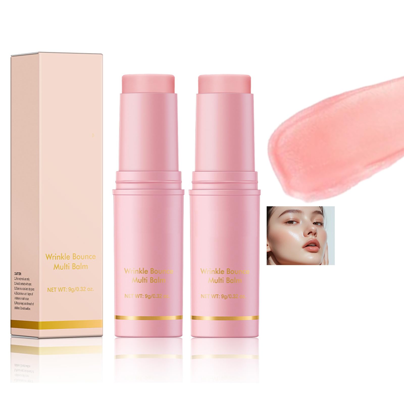 2PCS Pink Collagen Stick for Face & Lips, Deep Wrinkle Filler