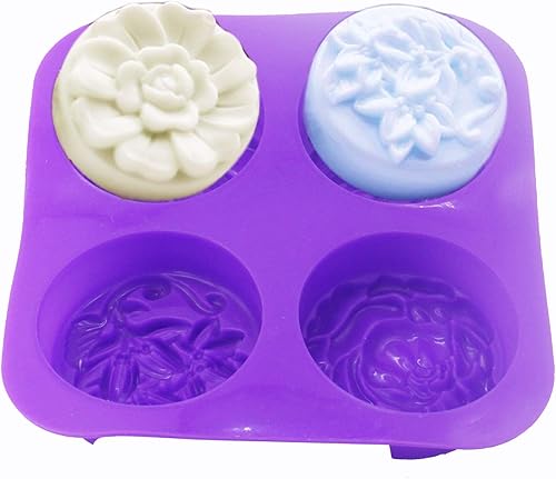 Miniatura 2 de X-Haibei Molde de silicona de jabón de baño de círculo redondo de flores mixtas que hacen suministros de proceso en