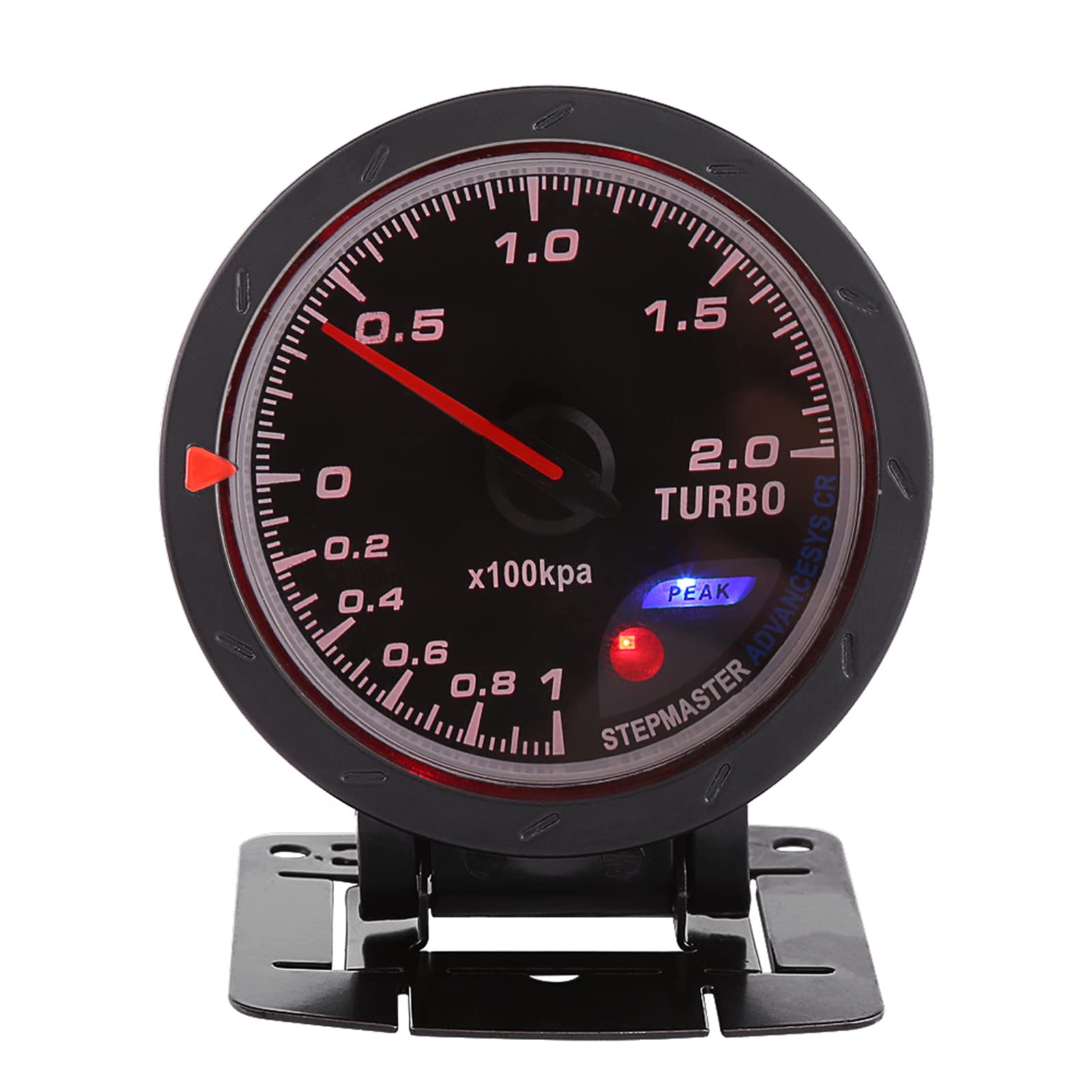 DC 12V 60mm LED Turbo Boost Vacuum Press Gauge Meter Calotta in acciaio inossidabile e piano in vetro