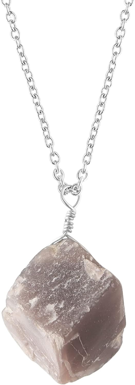 Raw Gemstone Necklace Silver