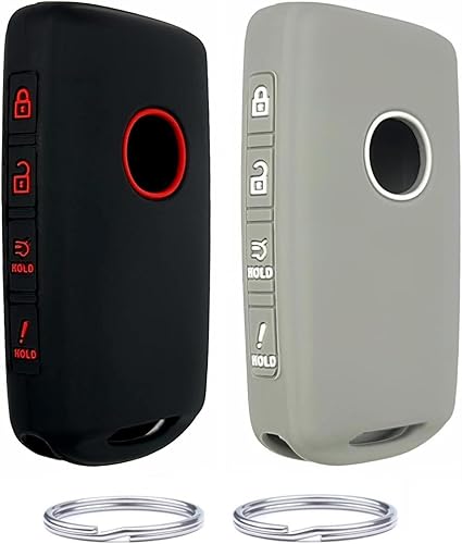 KARLOTLAND - Funda de goma de silicona para llavero (4 botones) compatible con Mazda 3 6 CX-30 CX-5 CX-5 CX-9 CX-50 2019 2021 2022 2023 (negro +