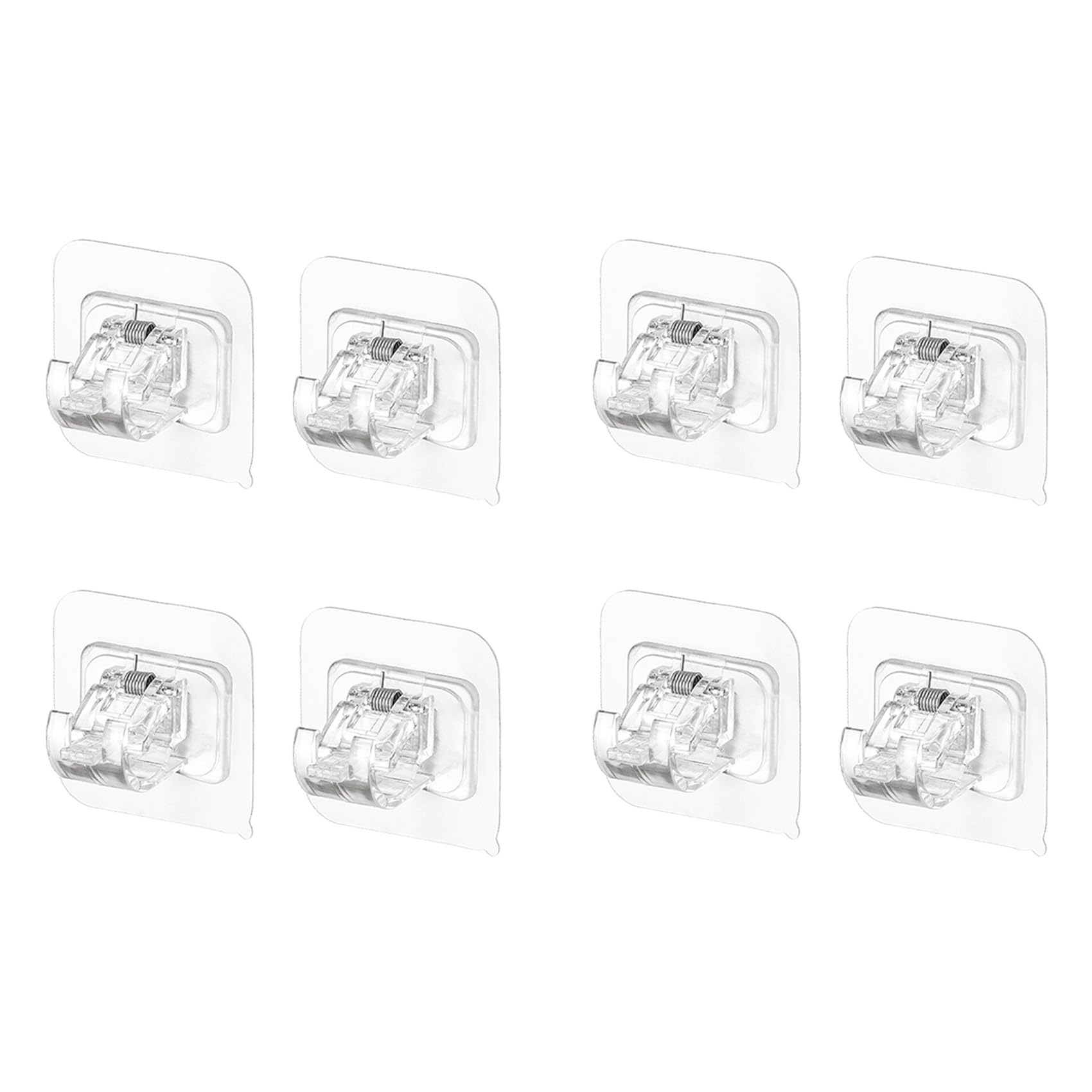 Hndhbfgrt Transparent No Drill Curtain Rod Brackets Set, 8-Piece Adjustable Adhesive Curtain Rod Holders