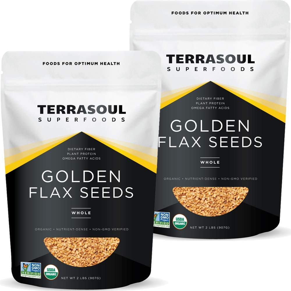 Terrasoul Superfoods Organic Golden Flax Seeds, 4 Lbs (2 Pack)