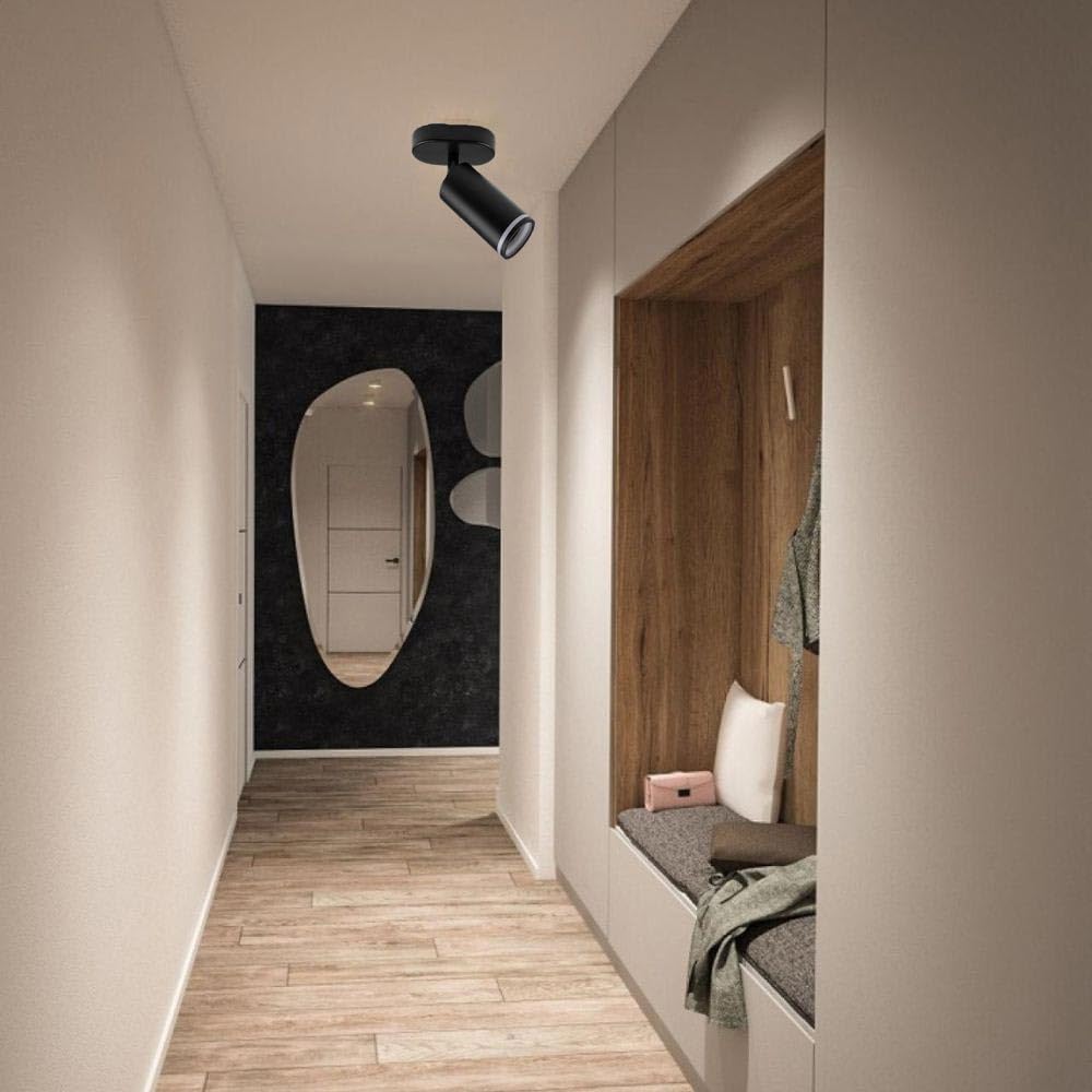 Vetrineinrete® Applique plafoniera orientabile da soffitto o parete 1 diffusore lampada attacco GU10 per bagno soggiorno bianco o nero (Nero)