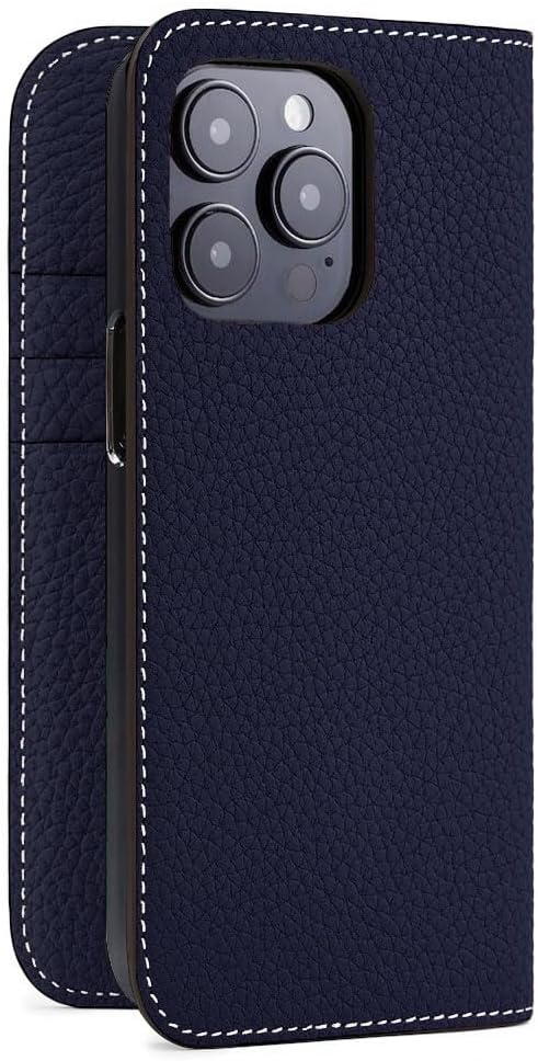 ボナベンチュラ レザー手帳型ケース iPhone15 proグレージュ クロコ