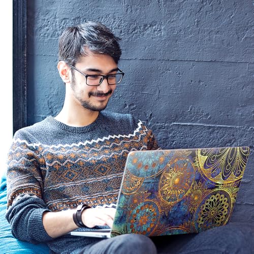 Image of Galaxsia Mandala Top+Wrist Pad Vinyl Laptop Skin /Sticker /Cover Upto 15.6 Inches Laptops Laminated-Removable-HD Quality Compatible for Hp-Dell-Sony-Lenovo-Asus etc.(15x10 Inches)