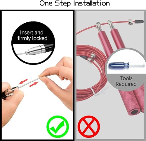 Miniatura 6 de Cuerda de saltar de alta velocidad por smartYOU  Calidad premium  Mejor para cardio, MMA, boxeo, WOD  Cuerda de acero con revestimiento de goma