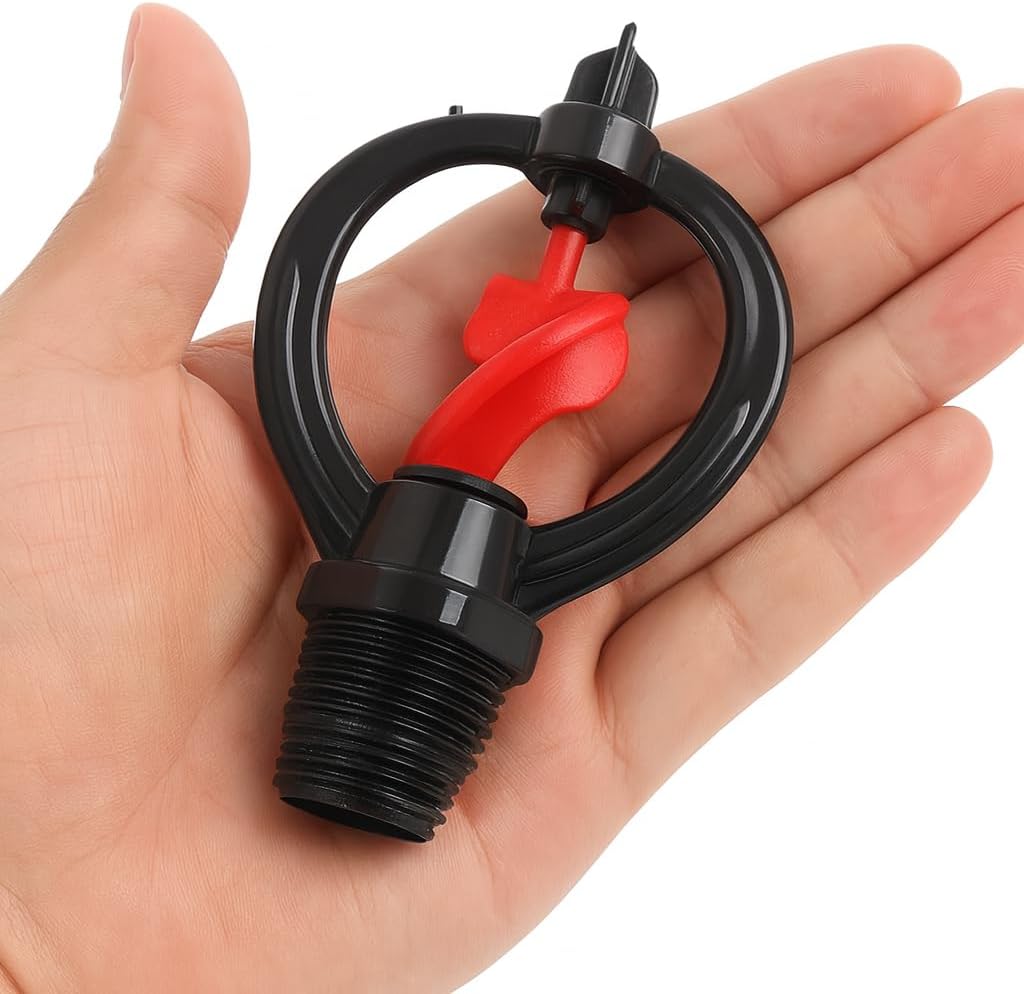 Orange Butterfly Rotating Sprinkler Nozzle — 360° Atomizing Micro Irrigation Head, 1/2 Inch External Thread, Water-Saving Mist Sprayer for Lawn, Garden & Agriculture