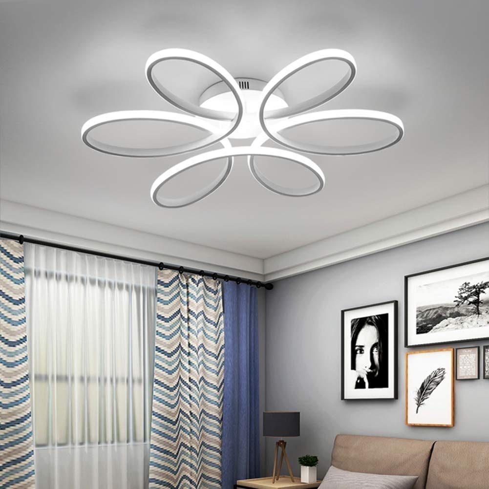 75W LED de luz de techo de la flor forma creativa de acrílico pantalla de aluminio moderna elegante blanco mate lámpara de techo de la sala comedor luz de techo de la habitación L58cm * H11cm