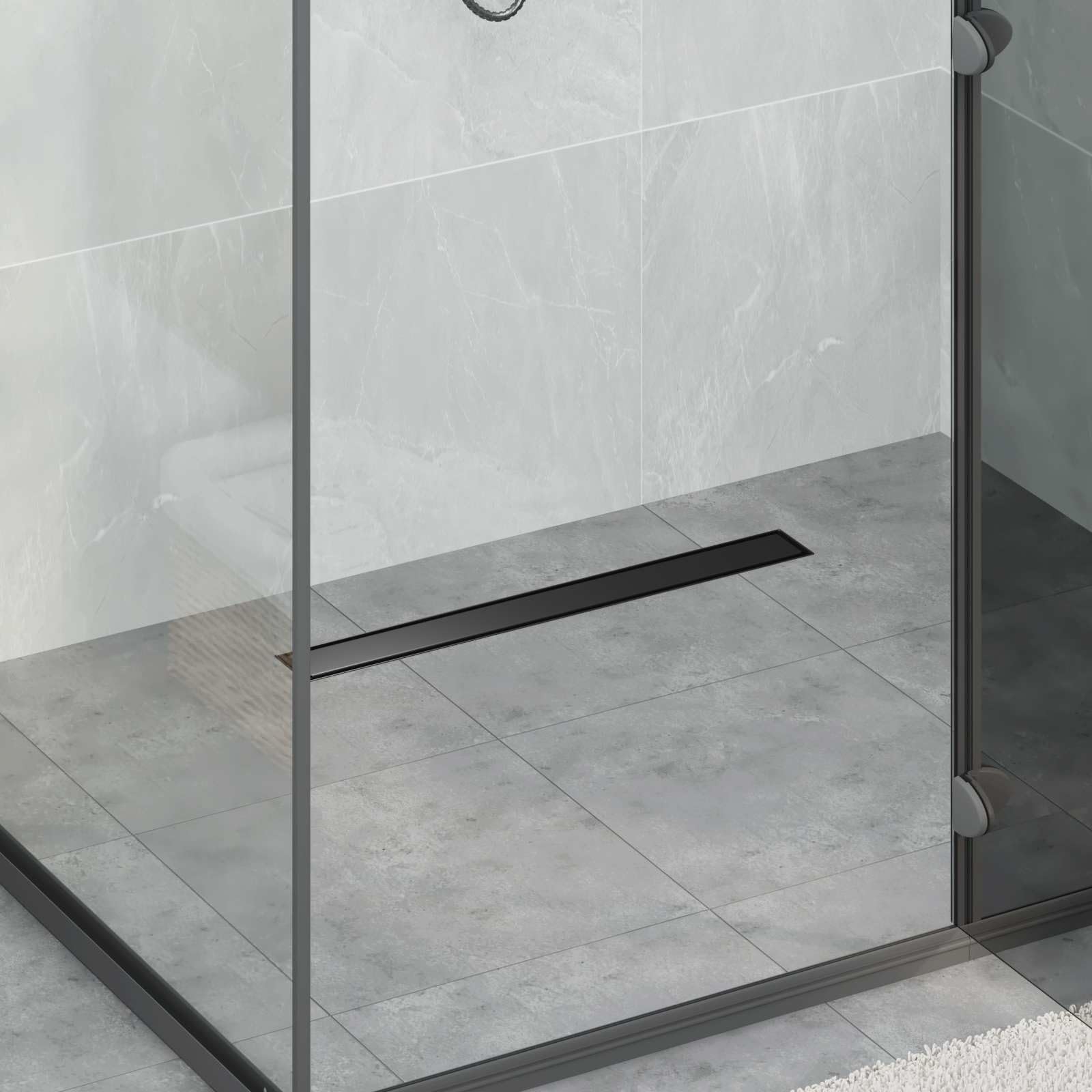 Desagüe de ducha 2 en 1 con sifón de 360°, negro, 60 cm, acero inoxidable 304, desagüe de desagüe con cierre de olor, para ducha, baño, cocina, sanitario, altura regulable 0 30 mm, apto para