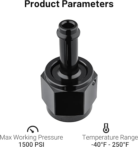 Vista 67 de EVIL ENERGY 8AN hembra a manguera de púas de 1/2 pulgada giratoria de 45 grados