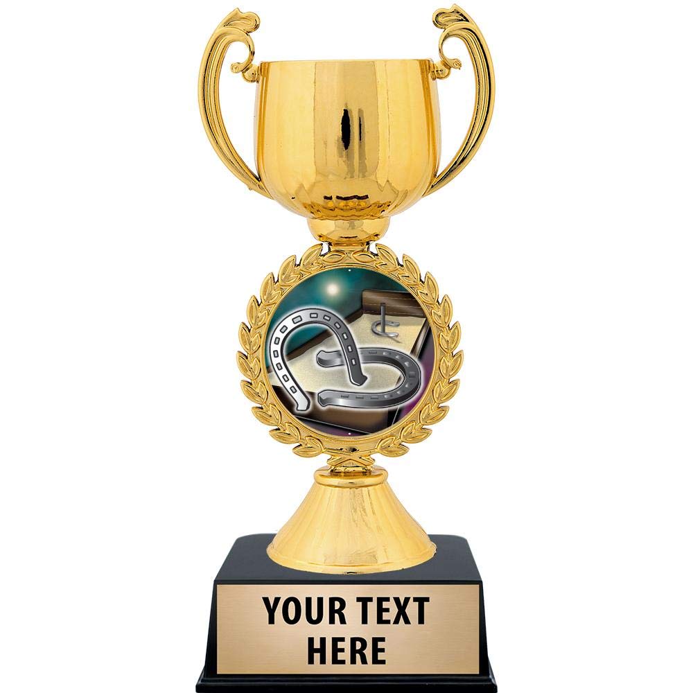 Crown Awards Personalized Horseshoes Trophy, 7.25" Gold Cup Horseshoes Trophies with Free Custom Engraving