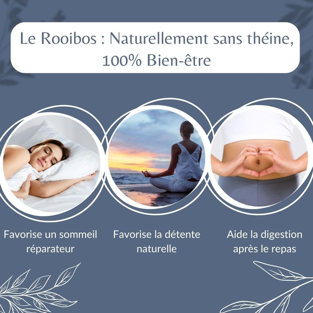 Rooibos Nature Bio - Infusion Vegan en Vrac, 100% Naturel, Sans OGM - Agriculture Biologique - Conditionné en France - Sachet 1 kg (500 Tasses)