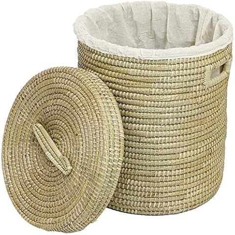 SIDCO Wäschekorb mit Deckel Seegras Wäschetruhe Wäschebox Wäschesammler Cover