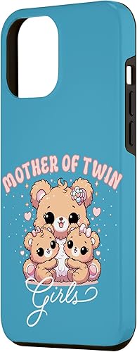 Miniatura 2 de iPhone 14 Pro Max Mother of Twin Girls Adorable Kawaii Mama Bear and Daughters Case