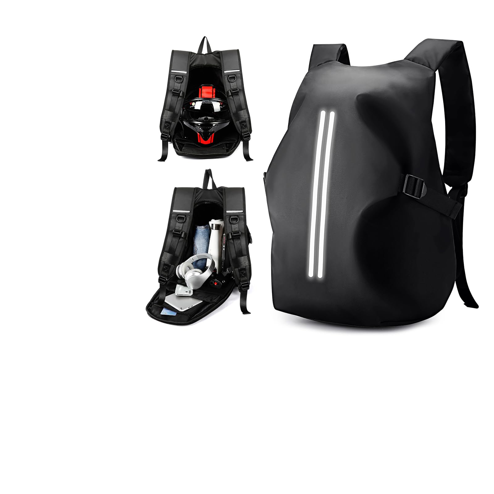 WEPLAN Zaino da Moto Zaino Portacasco da Moto Uomo Zaino per Casco Zaino da Portacasco Impermeabile Cinturino per Casco da Moto Borsa Porta Casco Moto,Nero