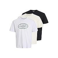JACK & JONES Joryork Front Tee SS Crew Neck 3Pk MP, Nero