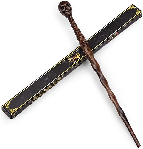 Miniatura 8 de Handicraftviet Varita de calavera – Veta de madera real hecha a mano, varita mágica de mago para adultos y niños a una aventura mágica, 15 pulgadas,