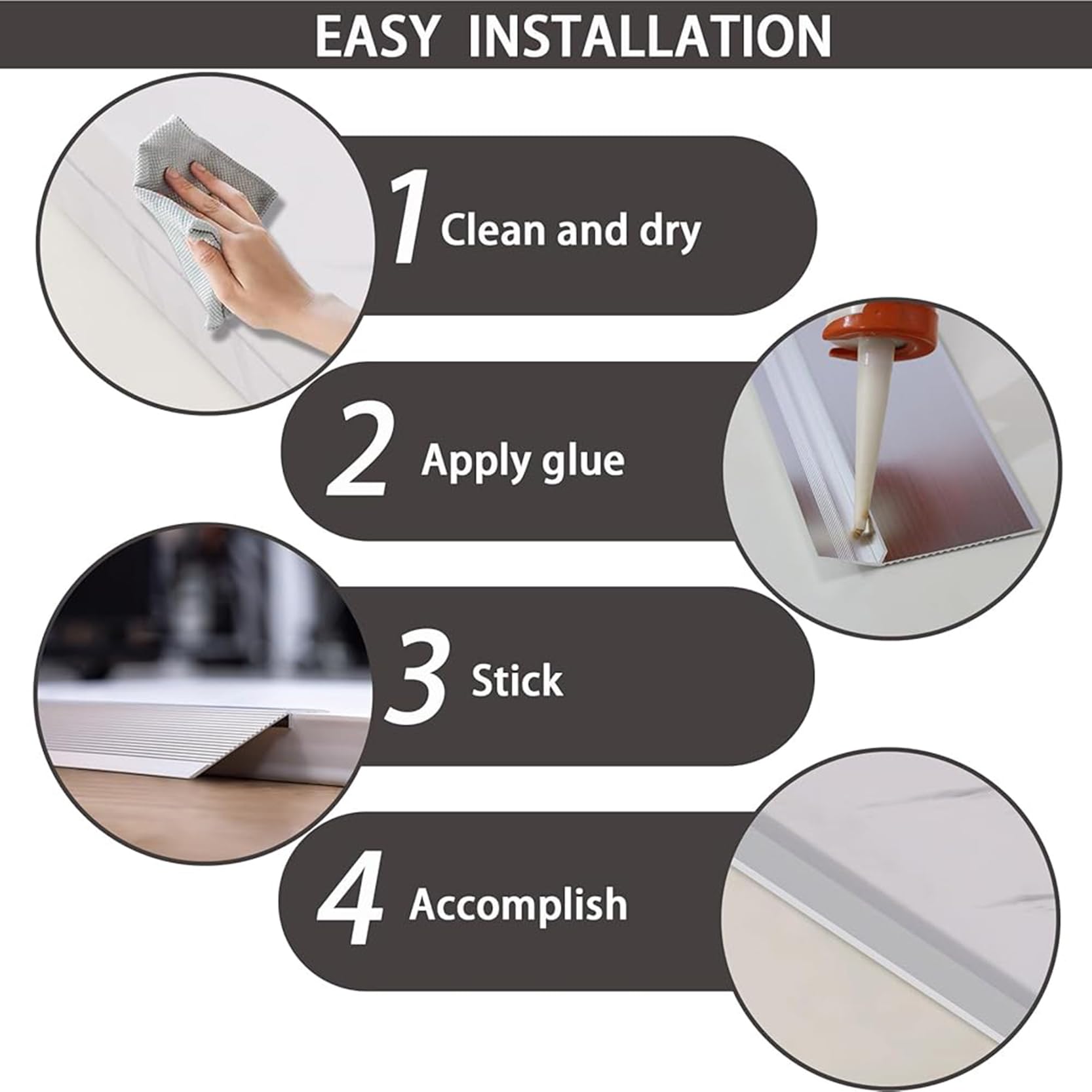 Tira de transición de suelo, divisor de aluminio extra ancho para cocina y baño, reductor de borde superpuesto, perfil plano para suelos laminados y de vinilo