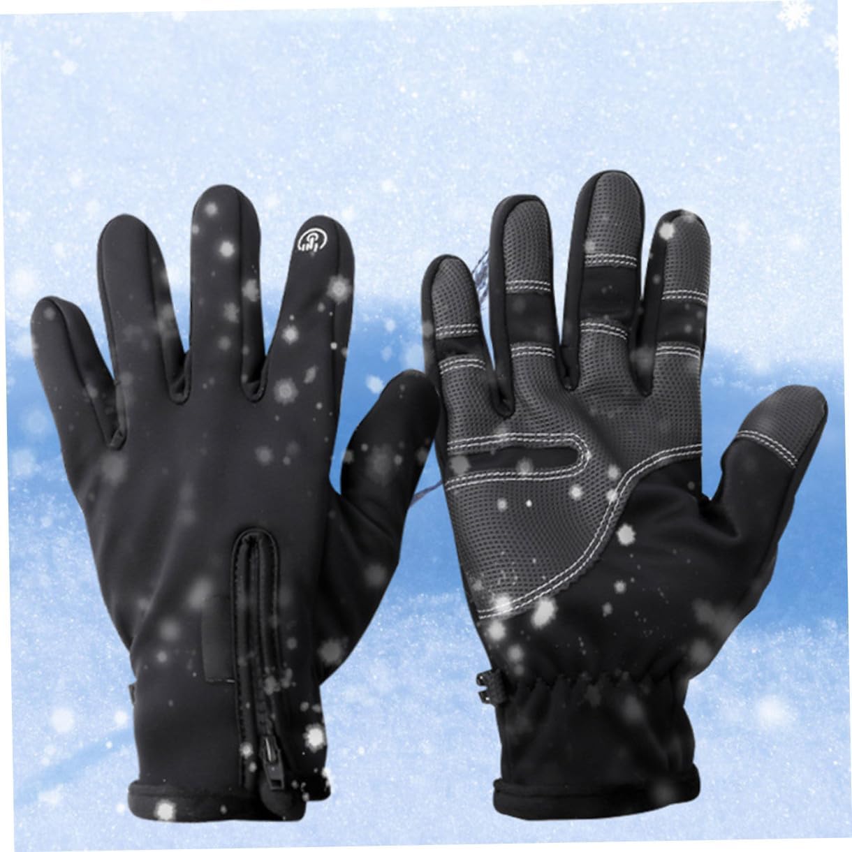 SECFOU Windproof Men's Outdoor Riding Gloves Cold Resistant Touchscreen Ski Gloves for Cycling Hiking Fishing with Non-Slip Design and Insulated Warmth Black XL