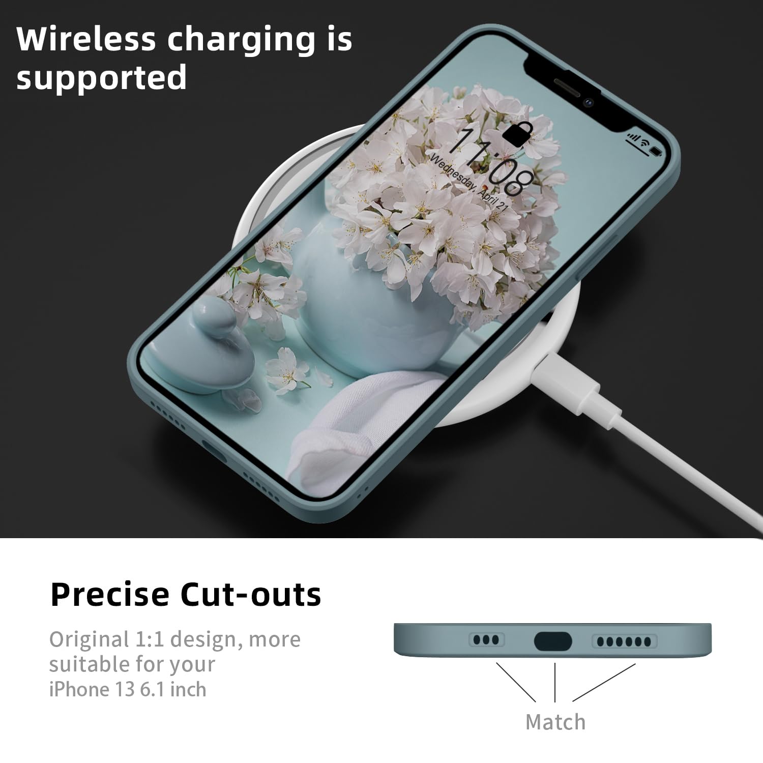 WXX IPhone 13 Hülle Aus Silikon – Dünnes Case Mit Mikrofaser-Innenfutter, Lavendel Grau, Rundumschutz