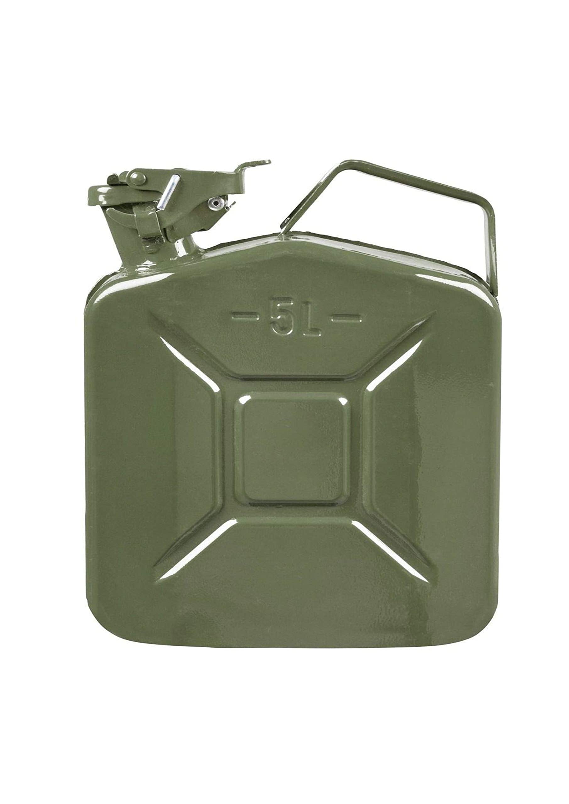 Fuel Buddy Jerrycan 5 Litre Military Green Metal Jerry Can For Cars, Jeeps & Other Vehicles 24cm x 12cm x 34cm