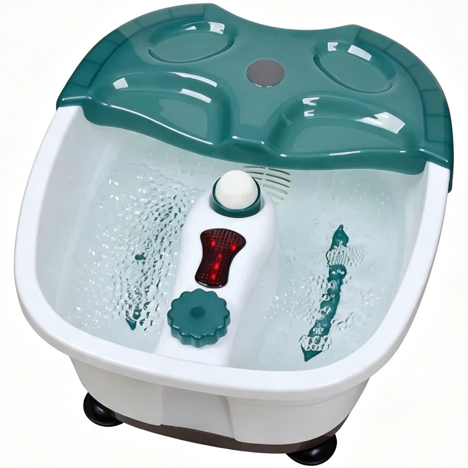 Vasca Idromassaggio for Piedi, Calore A Infrarossi e Massaggio Con Bolle | Coperchio Isolato Base Antiscivolo,Pannello Controllo Rotante Rotazione Singola,Pietra Pomice Incorporata
