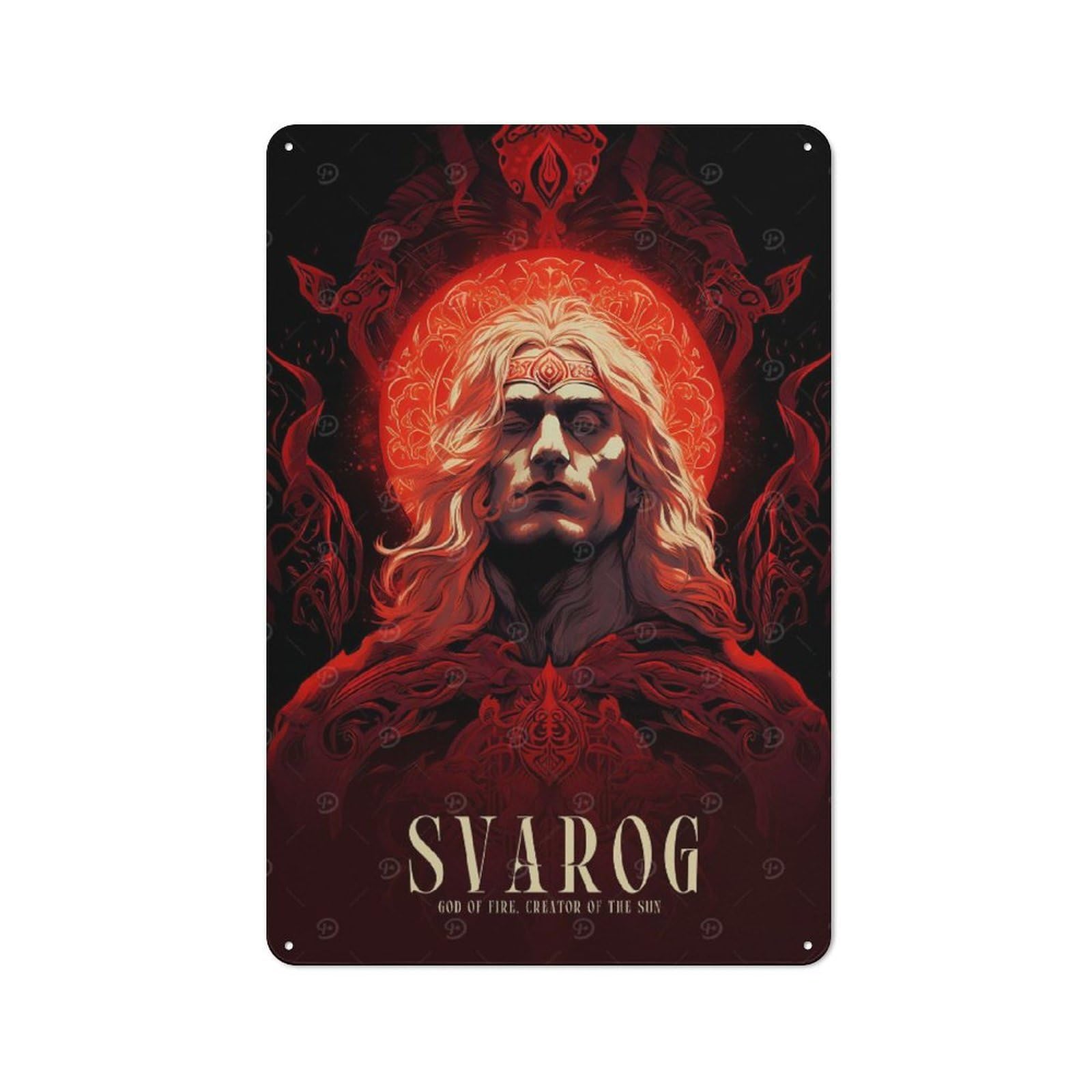 Tin Sign 30x20cm with Svarog for Garage Wall, Rustic Decor, for Living Room, Hallway And Entrance Wall Decor