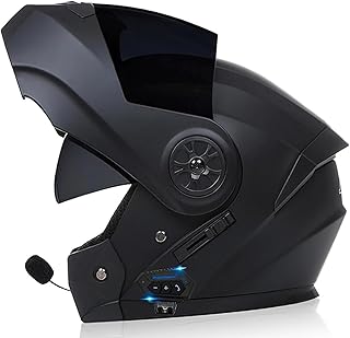Bluetooth Integrated Modular Helmet,Flip Up Front Motorcycle Helmet, Crash Motorbike Full Face Helmet with Dual Visors,DO...