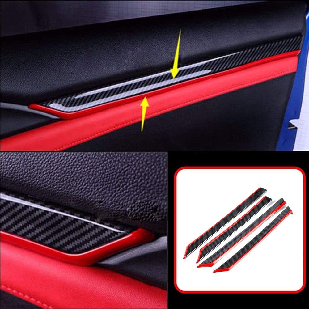 ABS Engineering Plastics,Carbon Fiber Print Inner Door Panel Stripe Cover Automobile Door Moulding Trims Accessories 8Pcs for Honda 10th Civic LX EX Sport 2016 2017 2018 2019 2020