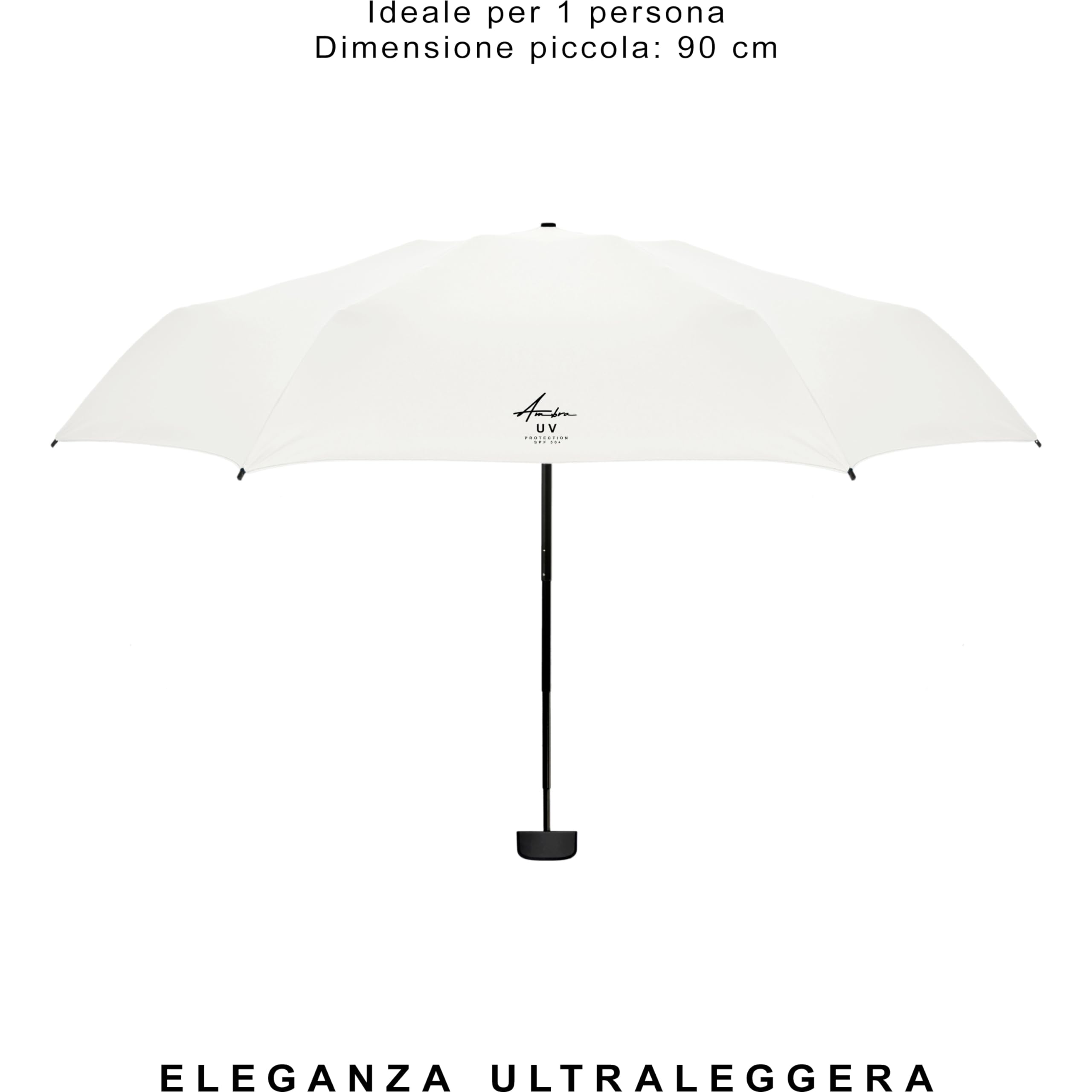 Ambra UV: Ombrello con protezione UV. Mini ombrello pieghevole antivento per pioggia e sole. 220 g 18 x 5 cm