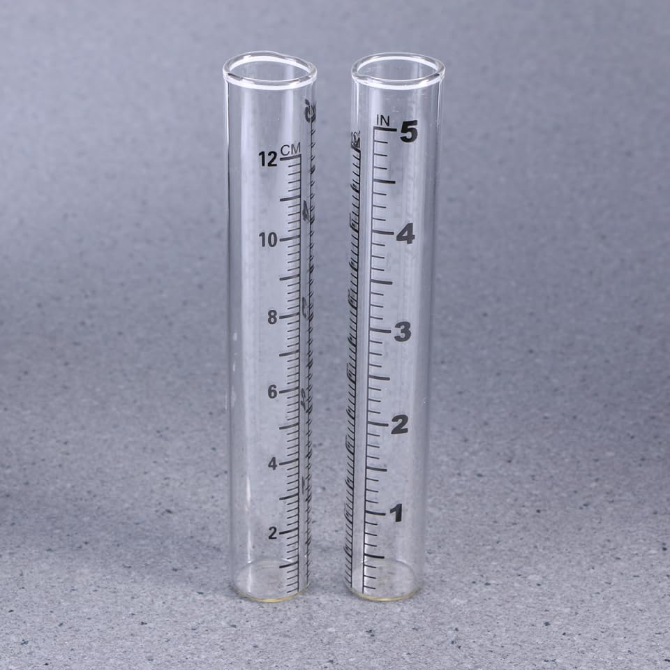Garneck 2Pcs 5'' Rain Gauge Outdoor Rain Meter Laboratory Flat Replacement Tube for Plants Garden Replacement Tube Indoor Measure Gauge for Garden Accurate3