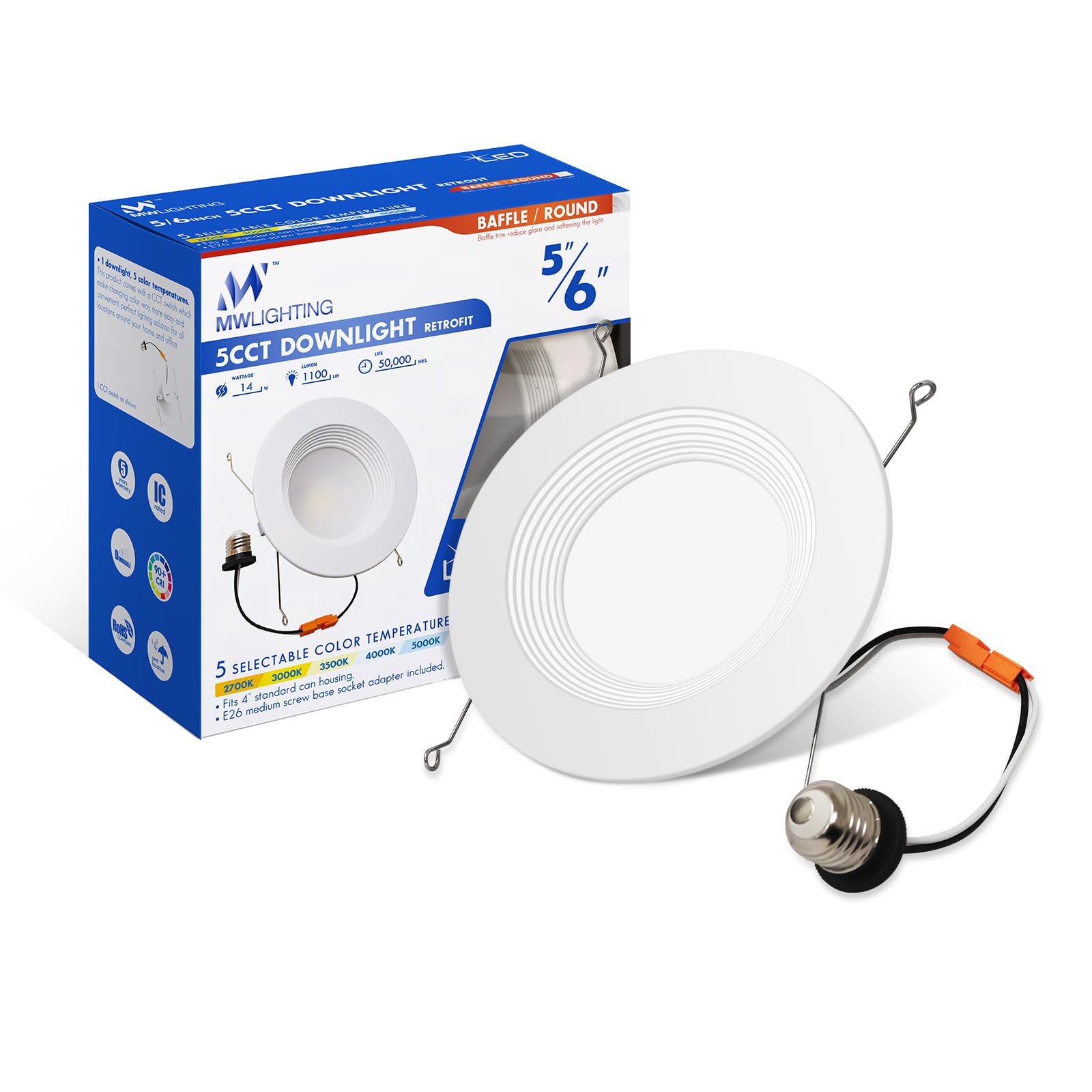mw LED Can Lights,2700K/3000K/3500K/4000K/5000K, 5CCT LED Recessed