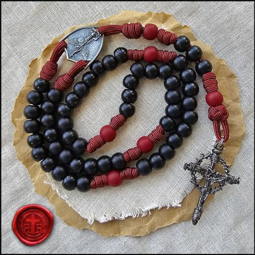 Catholic Spiritual Paracord Rosary with Shield Medal - Handmade in the USA2