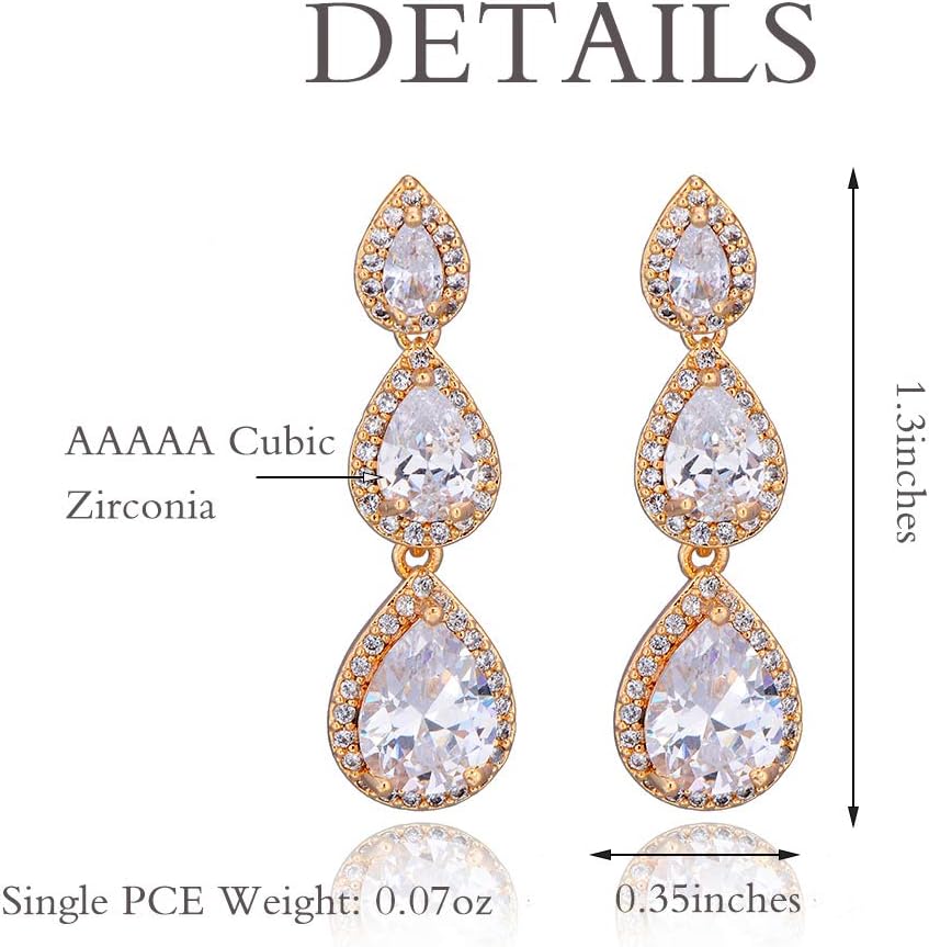 Women's Cubic Zirconia Bridal Earrings - Elegant Long Wedding Party Prom Earring for Bride Bridesmaids Crystal CZ Rhinestone Chandelier Statement Dangle Drop Earrings for Women - Image 3