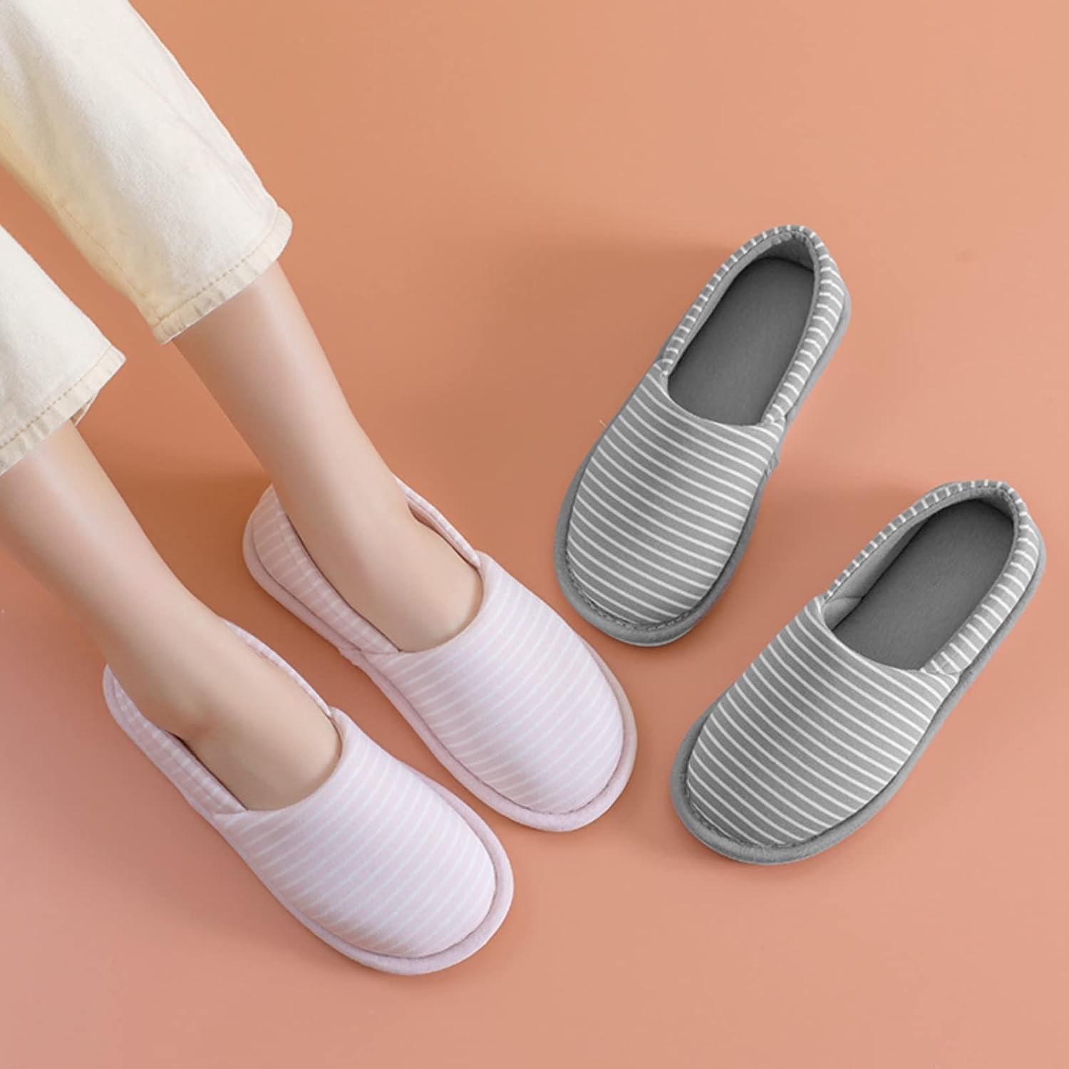 [ココマリ] スリッパ レディース ルームシューズ かかと付き 滑り止め おしゃれ 歩きやすい かかとあり 洗える 室内履き R-01