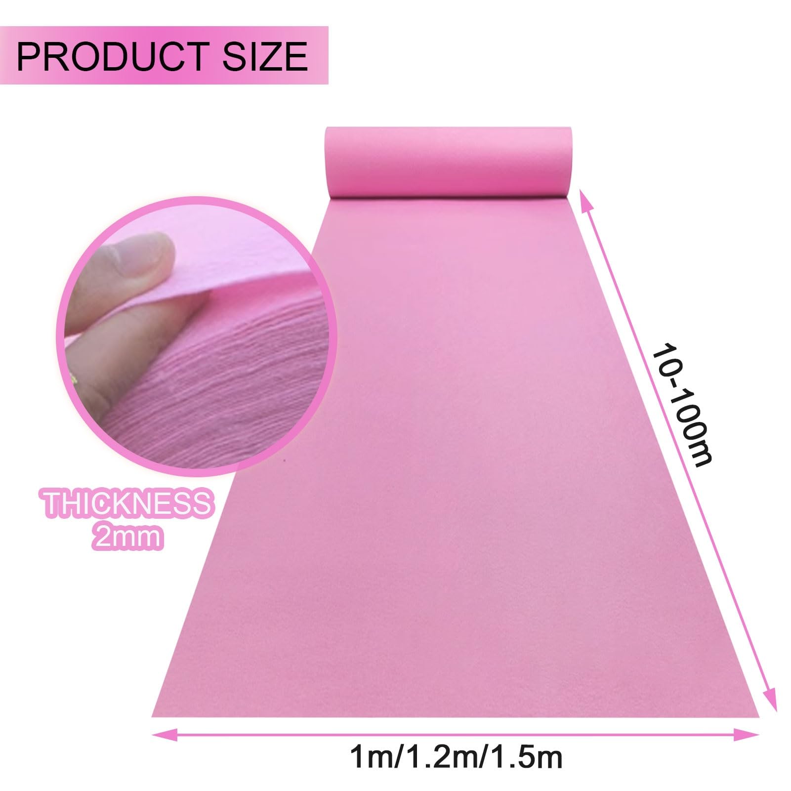 Tappeto per corridoio rosa per cerimonia di matrimonio, 10 m, 20 m, tappeto per passerella, spessore 2 mm, per addio al nubilato, eventi di ricevimento di nozze in chiesa(1.2x20m)