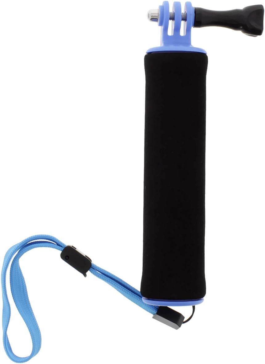 Albinar Waterproof Floating Rubber Hand Grip Monopod with Thumb Screw Mount and Adjustable High Visibility Wrist Strap for GoPro Hero 2/3/3+/4 Session, Black/Blue
